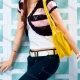 Wholesale Women's Casual Striped Colorblock V Neck Scalloped Trim Short Sleeve Hollow Out Crop Cardigan 36# 525# Clothing Wholesale Market Liuhua