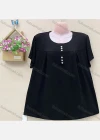 Wholesale Women's Casual Crew Neck Short Sleeve Button Decro Oversized Blouse - Liuhuamall