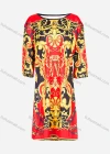 Wholesale Women's African 3/4 Sleeve Boat Neck Plus Size Baroque Print Midi Dress - Liuhuamall