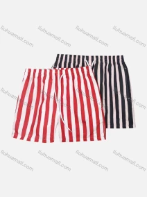 Wholesale Men's Vacation Striped Drawstring Beach Shorts, LIUHUA CLOTHING WHOLESALE