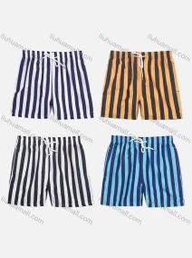 Wholesale Men's Vacation Regular Fit Striped Drawstring Beach Shorts, LIUHUA CLOTHING WHOLESALE