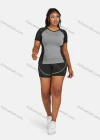 Wholesale Women's Sport Striped Colorblock Crop T-Shirt & Shorts Sets - Liuhuamall