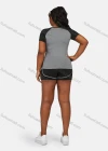 Wholesale Women's Sport Striped Colorblock Crop T-Shirt & Shorts Sets - Liuhuamall