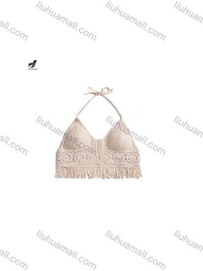 Wholesale Tied hanging neck vest suspender women's summer short inner with chest pad top backless hollow chest embroidered vest