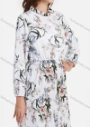Wholesale Women's Casual Floral Print Stand Collar Button Front Pleated Flared Hem Maxi Shirt Dress With Belt - Liuhuamall