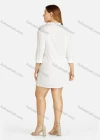 Wholesale Women's Casual 3/4 Sleeve Embroidered Floral Button Front Short Dress - Liuhuamall