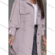 Wholesale Women's Loose Fit Drop Shoulder Plain Flap Pocket Button Down Curved Hem Mid Length Overshirt 9# Clothing Wholesale Market Liuhua