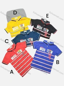 Wholesale Boys Casual Short Sleeve Letter Graphic Striped Button Front Polo Shirts, LIUHUA CLOTHING WHOLESALE