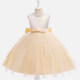 Girls Lovely Sleeveless Pearl Decro Lace Bow Knot Pleated Dress Champagne Clothing Wholesale Market -LIUHUA
