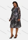 Wholesale Women's Casual Wrap V Neck Long Sleeve Lace Up Wrap Allover Print Dress - Liuhuamall