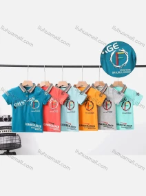 Wholesale Boy's Casual Letter Print Short Sleeve Modal Cotton Polo Shirt, LIUHUA CLOTHING WHOLESALE