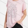 Wholesale Women's Casual Cartoon Print Rhinestone Pearl Decor Loose Fit Short Sleeve Tee preview