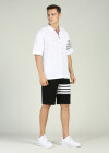 Wholesale Men's Short Sleeve Regular Fit Button Down Striped Polo Shirt - Liuhuamall