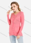 Wholesale Women's Pink V-Neck Rhinestone Striped & Letter Appliques Slim Fit Knit Cardigan - Liuhuamall