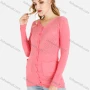 Wholesale Women's Pink V-Neck Rhinestone Striped & Letter Appliques Slim Fit Knit Cardigan preview