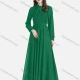 Wholesale Women's Elegant Chiffon Plain Tie Neck Ruffle Trim Lace Up Pleated Maxi Dress 21# Clothing Wholesale Market Liuhua