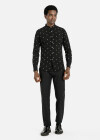Wholesale Men's Casual Long Sleeve Abstract Print Polka Dot Print Button Down Shirt - Liuhuamall