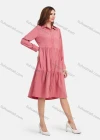 Wholesale Women's Plain Casual Button Down Long Sleeve Flared Hem Midi Shirt Dress - Liuhuamall