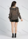 Wholesale Women's Fashion Chiffon Stand Collar Allover Print Button Front Long Sleeve Blouse - Liuhuamall