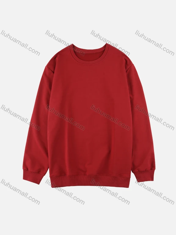 Wholesale Men's Autumn Oversized Plain Round Neck Long Sleeve Sweatshirt