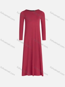 Wholesale Girls Casual 100%Cotton Plain Crew Neck Long Sleeve Slim Fit Maxi Tee Dress 821#, LIUHUA CLOTHING WHOLESALE