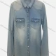 Wholesale Women's Fashion Collared Button Down Embroidery Flap Pockets Distressed Denim Overshirt Denim Clothing Wholesale Market Liuhua