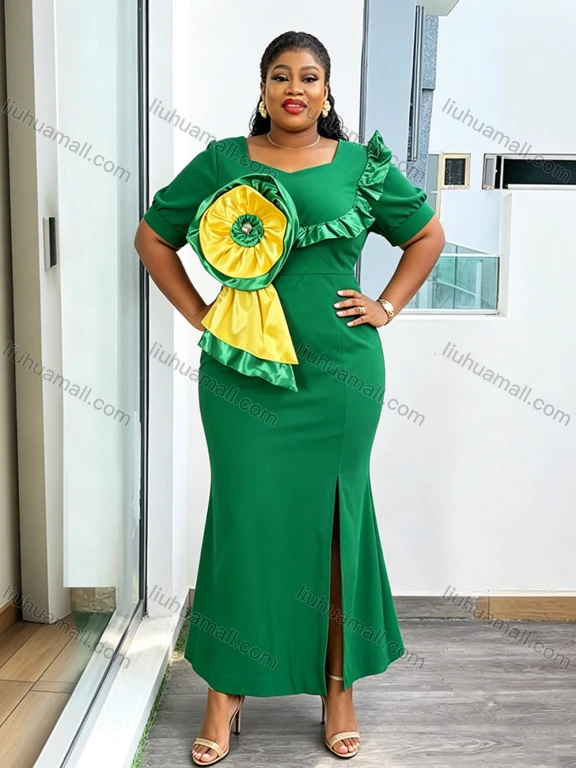 Wholesale Women Plus Size Long Formal Gown, Elegant Cocktail Party Dress for European American African Banquet