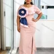 Wholesale Women Plus Size Long Formal Gown, Elegant Cocktail Party Dress for European American African Banquet Pink Clothing Wholesale Market Liuhua