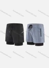 Wholesale Men's 2-in-1 Plain Quick Dry Elastic Waist Zipper Pockets Drawstring Sporty Shorts - Liuhuamall