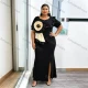 Wholesale Women Plus Size Long Formal Gown, Elegant Cocktail Party Dress for European American African Banquet Black Clothing Wholesale Market Liuhua