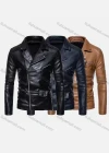 Wholesale Men's Fashion Moto Lapel Long Sleeve Zipper Leather Biker Jacket - Liuhuamall