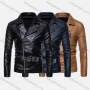 Wholesale Men's Fashion Moto Lapel Long Sleeve Zipper Leather Biker Jacket preview