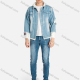 Wholesale Men's Fashion Distressed Ripped Frayed Raw 2in1 Denim Jacket With Hooded Light Blue Wholesale Clothing Market & Suppliers -LIUHUAMALL