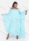 Wholesale Women's African Batwing Chiffon Embroidery Long Sleeve Oversized Maxi Kaftan Dress - Liuhuamall