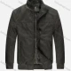 Wholesale Men's Suede Stand Collar Zip Pockets Plain Casual Bomber Jacket 3351# Black Clothing Wholesale Market Liuhua