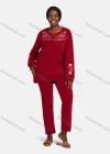 Wholesale Women's Vintage Lounge Long Sleeve Button Front Embroidery Pattern Top & Pant Pajamas Sets - Liuhuamall