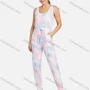 Wholesale Women's Casual Sleeveless U Neck Tie Dye High Waist Ankle Length Jumpsuit preview