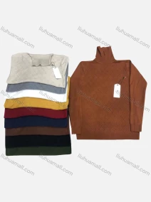 Wholesale Men's Casual Plain Vintage Print Turtleneck Long Sleeve Sweater, LIUHUA CLOTHING WHOLESALE