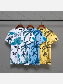 Wholesale Men's Casual 100% Cotton Tropical Print Round Neck Short Sleeve Tee, LIUHUA CLOTHING WHOLESALE