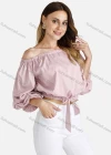 Wholesale Women's Off Shoulder Lantern Sleeve Elastic Trim Crop Top - Liuhuamall