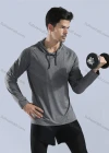 Wholesale Men's Athletic Workout Breathable Drawstring Long Sleeve Hoodie 10857# - Liuhuamall