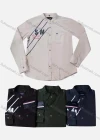 Wholesale Men's Casual Stand Collar Long Sleeve Striped Letter Button Down Shirt - Liuhuamall