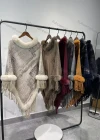 Wholesale Women's Causal Fashion Allover Print Tassel Fuzzy Cape - Liuhuamall