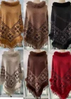 Wholesale Women's Causal Fashion Allover Print Tassel Fuzzy Cape - Liuhuamall