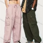 Wholesale Men's Casual 100%Cotton Plain Flap Pockets Drawstring Unisex Cargo Pants preview