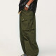 Men's Casual 100%Cotton Plain Flap Pockets Drawstring Unisex Cargo Pants Army Green Clothing Wholesale Market -LIUHUA