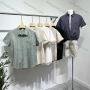 Wholesale Men's Casual Collared Plain Button Down Patch Pocket Short Sleeve Shirt E65002# preview