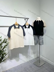 Wholesale Men's Casual Plain Collared Quarter Zip Raglan Short Sleeve Henley Shirt E90063#, LIUHUA CLOTHING WHOLESALE