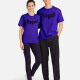 Unisex Casual 100%Cotton Classic Round Neck Letter Print Short Sleeve Tee 17121# Purple Clothing Wholesale Market -LIUHUA