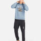 Men's Casual 100%Cotton Letter Graphic Print Long Sleeve Drawstring Hoodies Sweatshirts With Pockets LF30-2# Light Blue Clothing Wholesale Market -LIUHUA